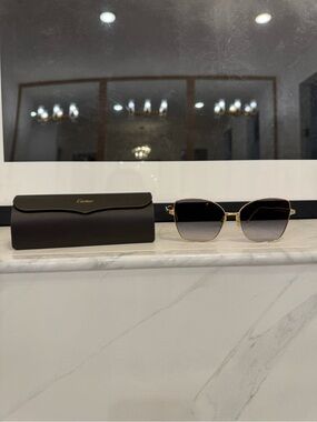 Cartier Gold Frame Sunglasses with Gradient Black Lenses